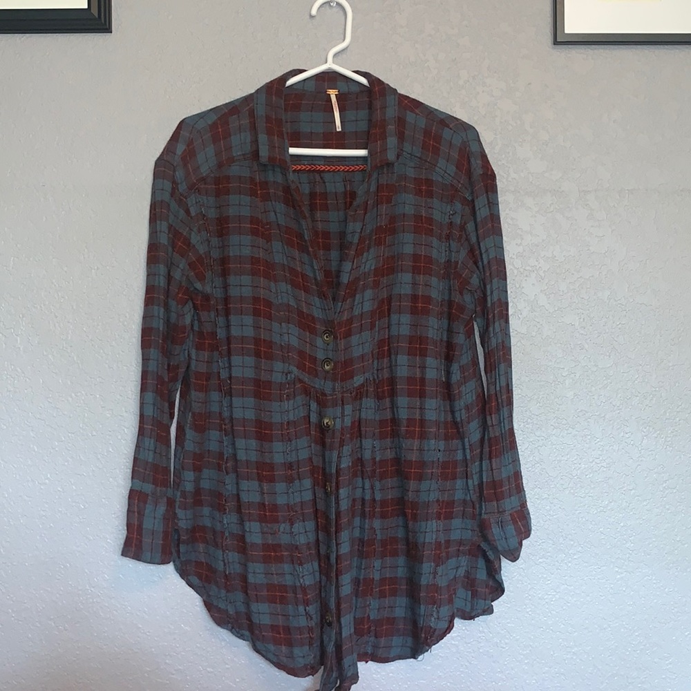 Free People lightly worn distressed flannel